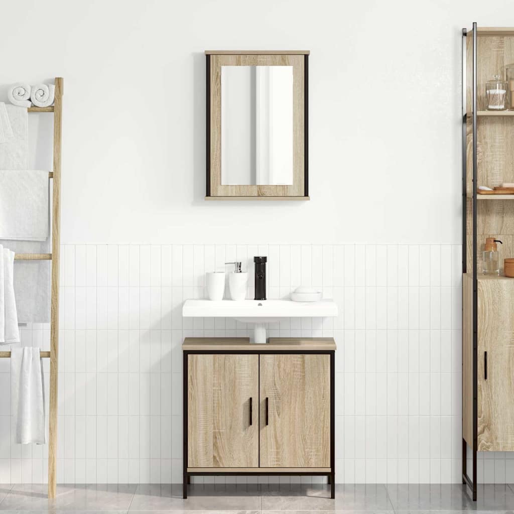 Set di mobili per il bagno 2 pcs Marrone Legno multistrato
