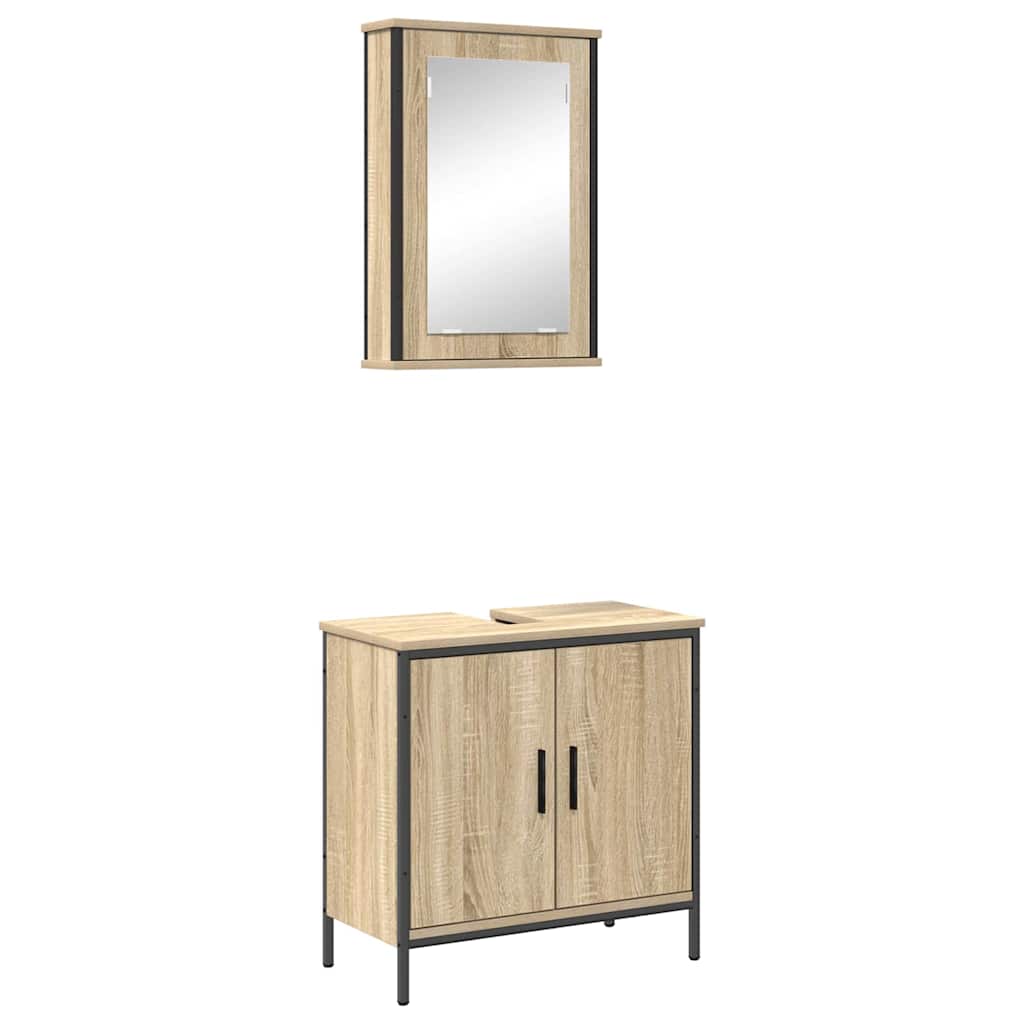 Set di mobili per il bagno 2 pcs Marrone Legno multistrato