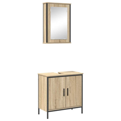 Set di mobili per il bagno 2 pcs Marrone Legno multistrato