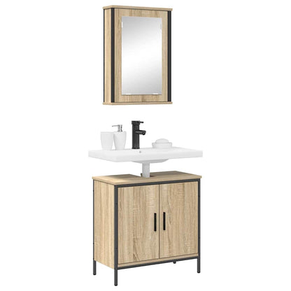 Set di mobili per il bagno 2 pcs Marrone Legno multistrato