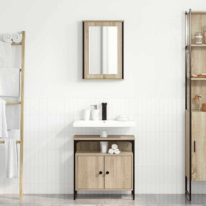 Set di mobili per il bagno 2 pcs Marrone Legno multistrato
