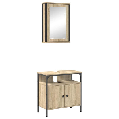 Set di mobili per il bagno 2 pcs Marrone Legno multistrato