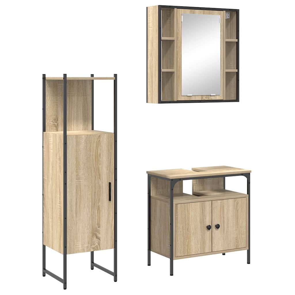 Set di mobili per il bagno 3 pcs Marrone Legno multistrato
