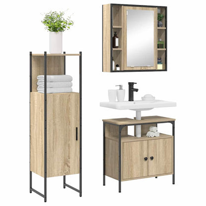 Set di mobili per il bagno 3 pcs Marrone Legno multistrato