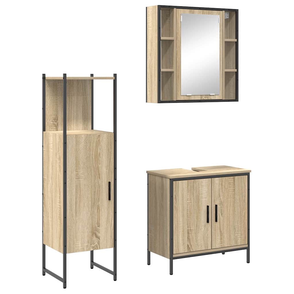 Set di mobili per il bagno 3 pcs Marrone Legno multistrato