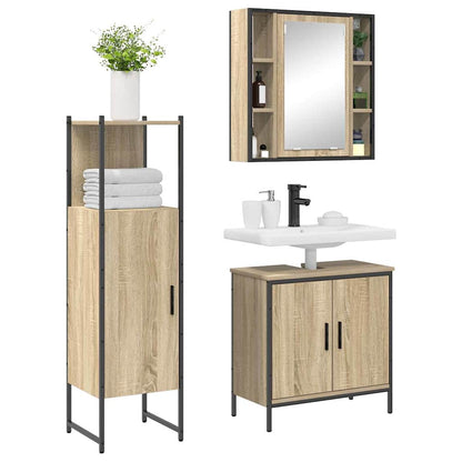 Set di mobili per il bagno 3 pcs Marrone Legno multistrato