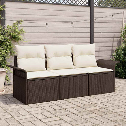 Set di divani con cuscino 3 pcs Marrone e Crema polyrattan