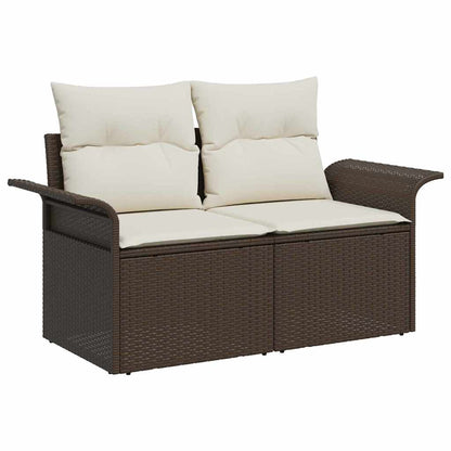 Set di divani con cuscino 3 pcs Marrone e Crema polyrattan