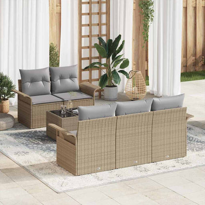 Set di divani con cuscino 6 pcs Beige polyrattan