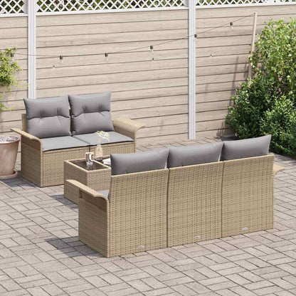 Set di divani con cuscino 6 pcs Beige polyrattan