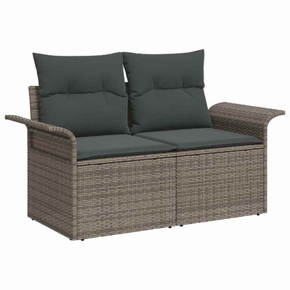 Divano da esterno con cuscino 5 pcs Grigio polyrattan