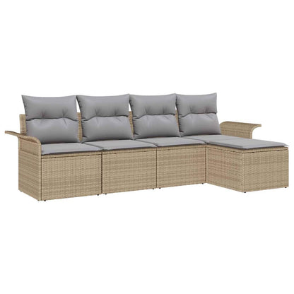 Divano da esterno con cuscino 5 pcs Beige polyrattan