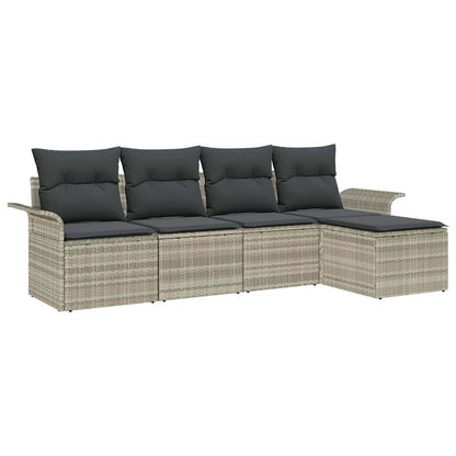 Divano da esterno con cuscino 5 pcs Grigio chiaro polyrattan
