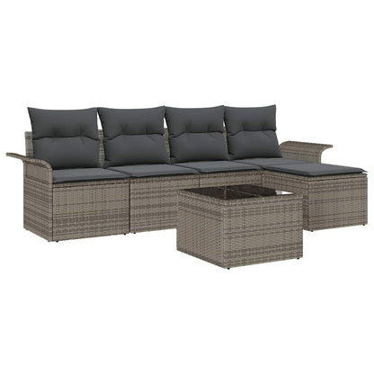 Divano da esterno con cuscino 6 pcs Grigio polyrattan