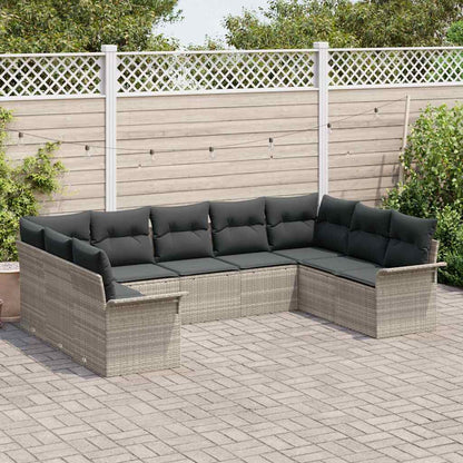 Set Divano da Giardino con cuscino Grigio chiaro polyrattan