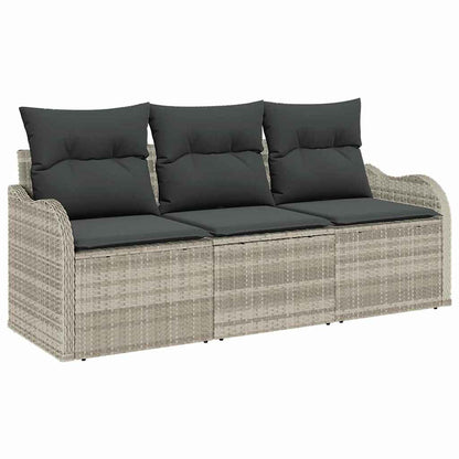 Set Divano da Giardino 3 pcs Grigio chiaro polyrattan