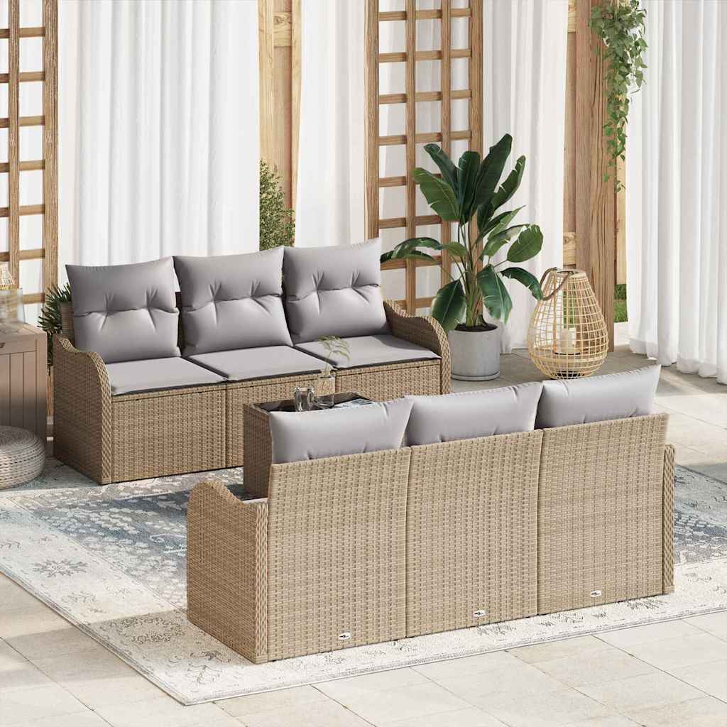 Set Divano da Giardino Beige 55 x 55 x 37 cm polyrattan