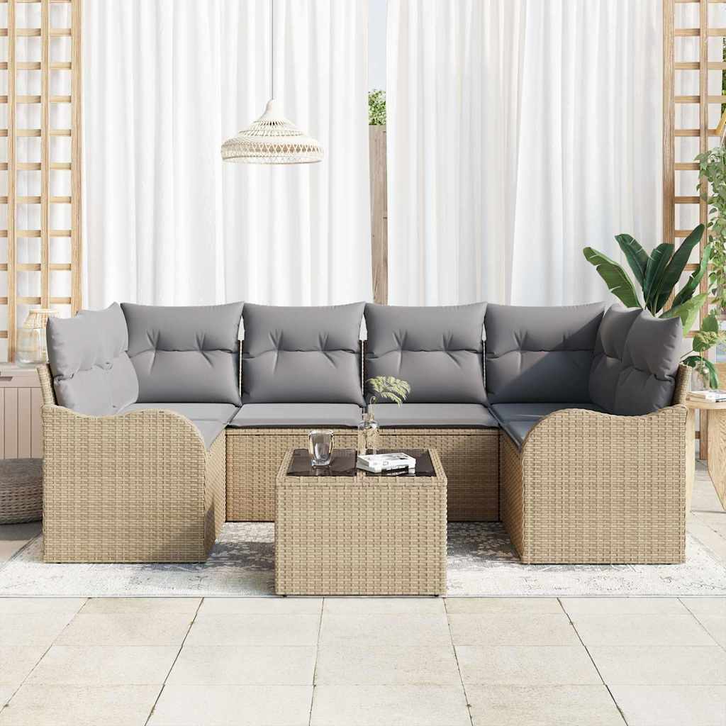 Set Divano da Giardino Beige 55 x 55 x 37 cm polyrattan