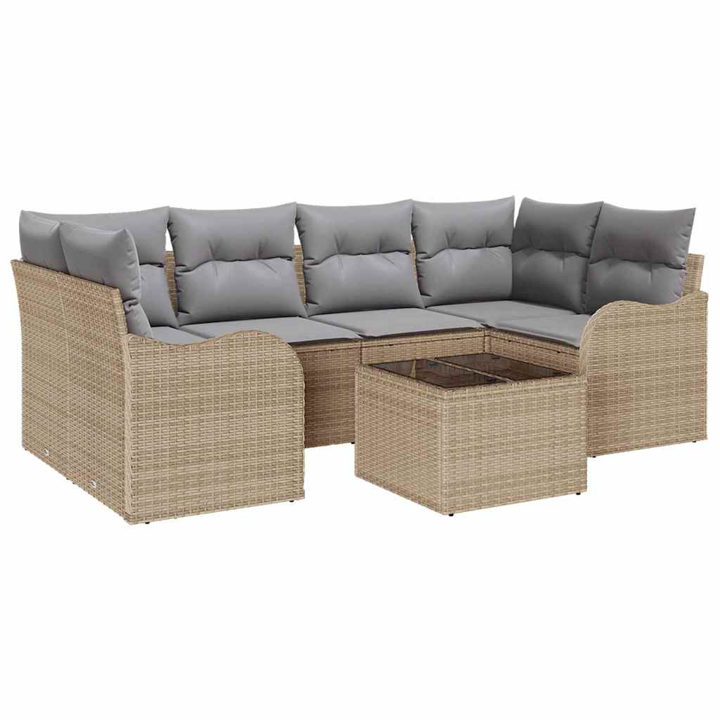 Set Divano da Giardino Beige 55 x 55 x 37 cm polyrattan