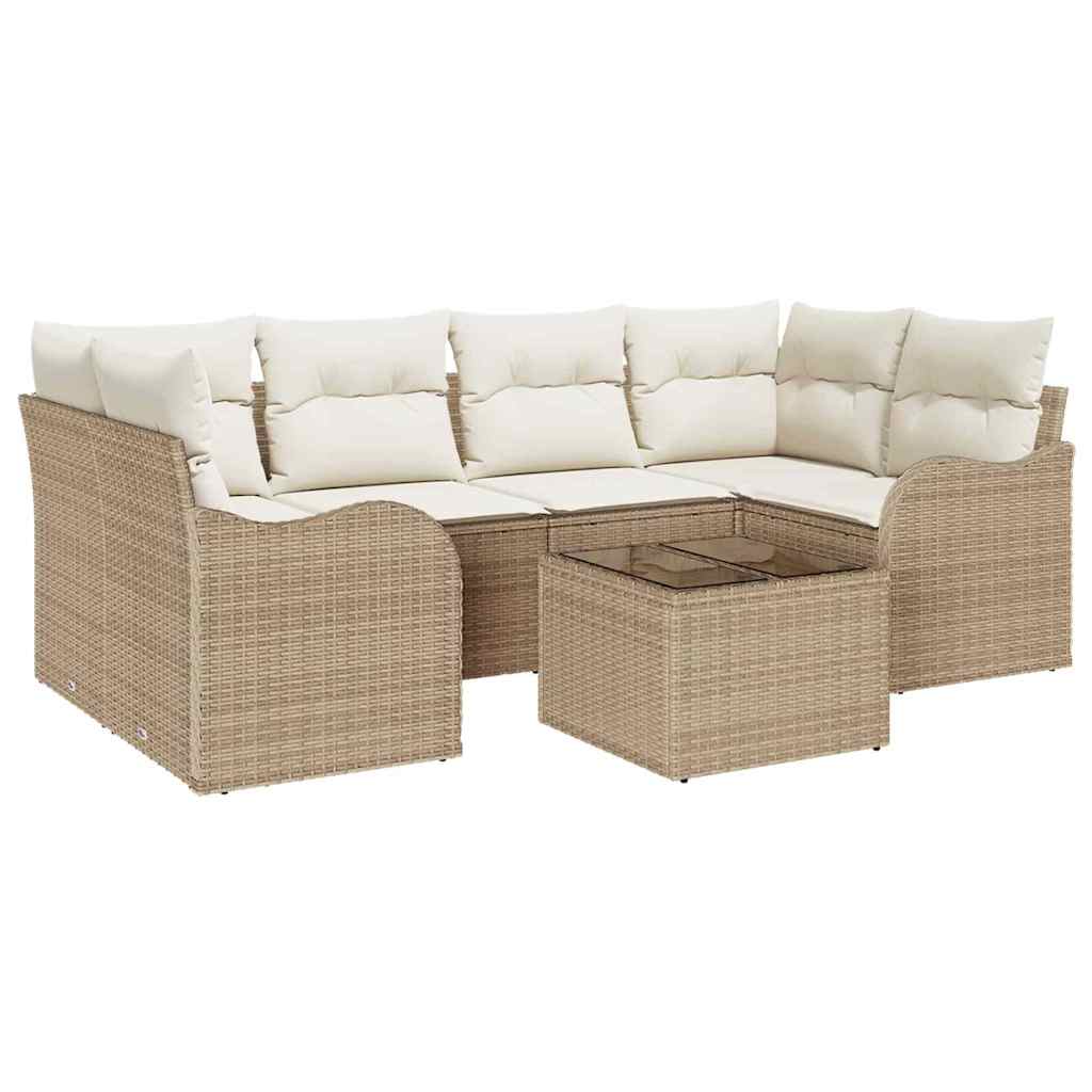 Set Divano da Giardino Beige 55 x 55 x 37 cm polyrattan
