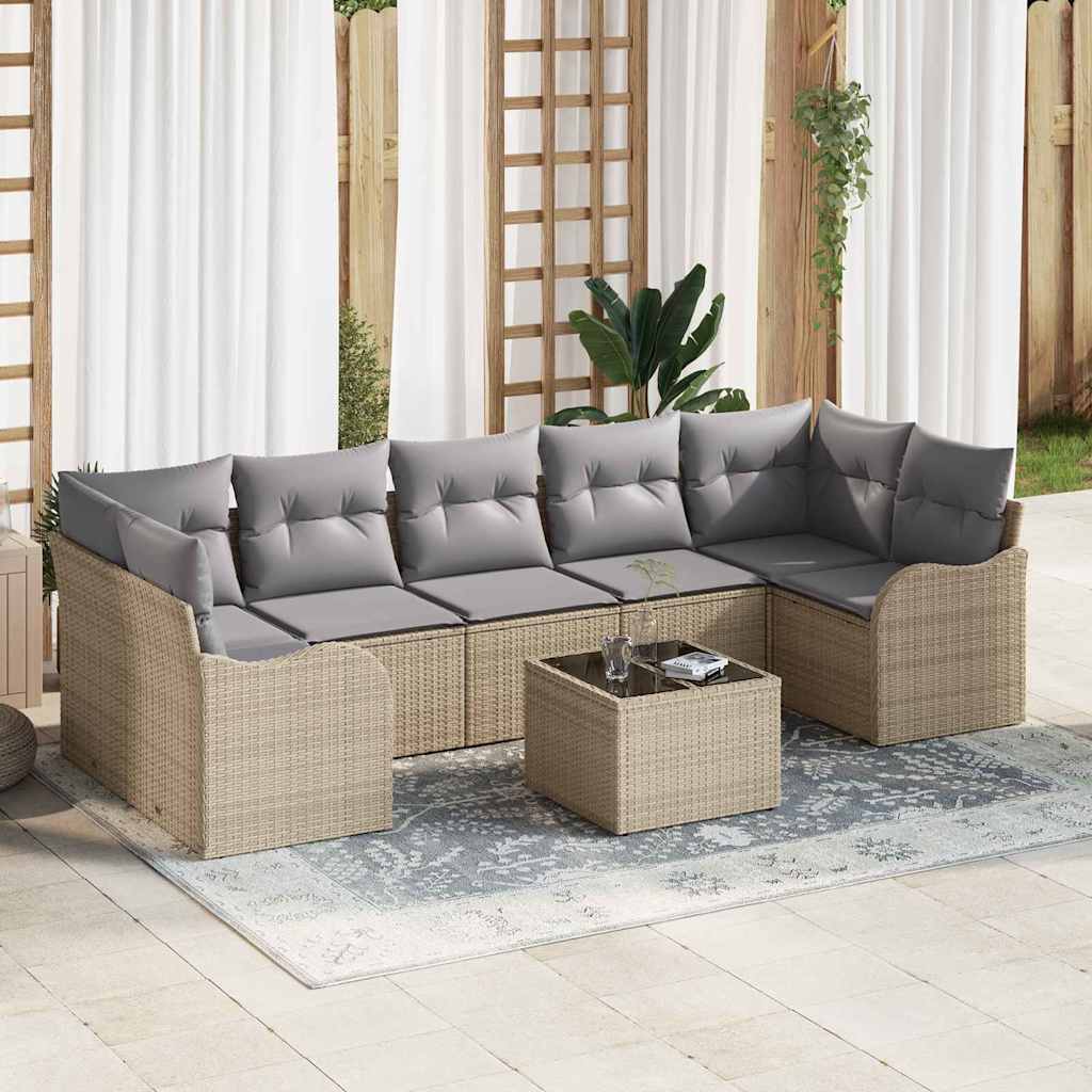 Set Divano da Giardino Beige 55 x 55 x 37 cm polyrattan