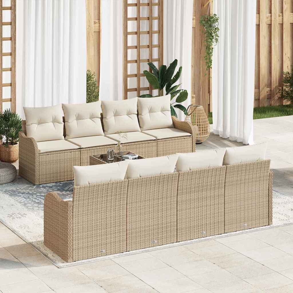 Set Divano da Giardino Beige 55 x 55 x 37 cm polyrattan