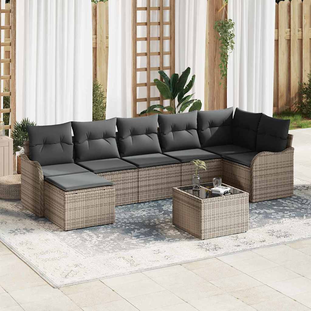 Set Divano da Giardino 8 pcs Grigio polyrattan