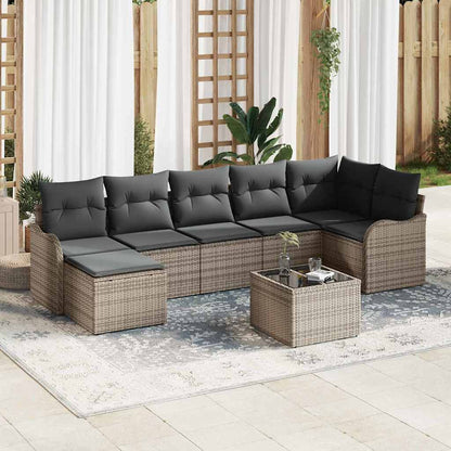 Set Divano da Giardino 8 pcs Grigio polyrattan