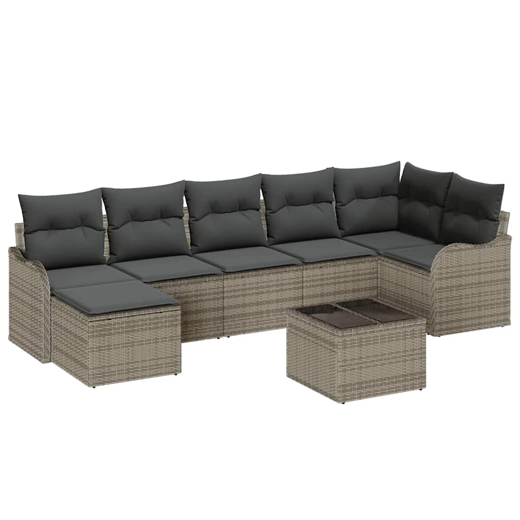 Set Divano da Giardino 8 pcs Grigio polyrattan