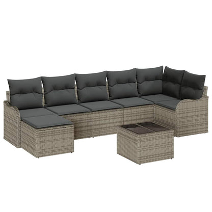 Set Divano da Giardino 8 pcs Grigio polyrattan