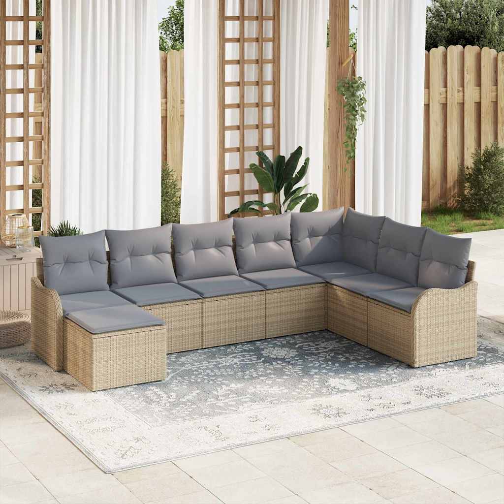 Set Divano da Giardino 8 pcs Beige polyrattan