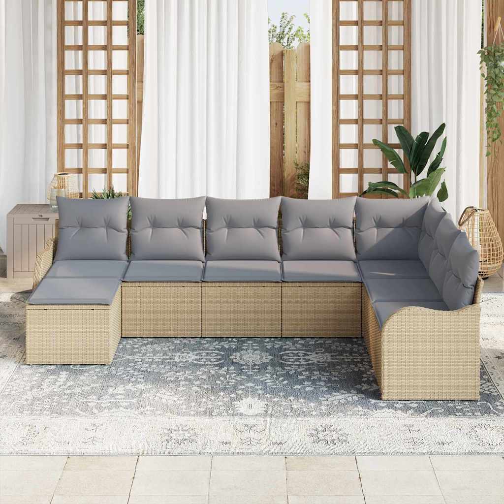 Set Divano da Giardino 8 pcs Beige polyrattan