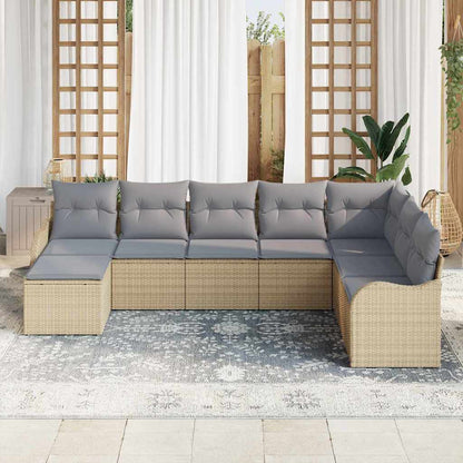 Set Divano da Giardino 8 pcs Beige polyrattan