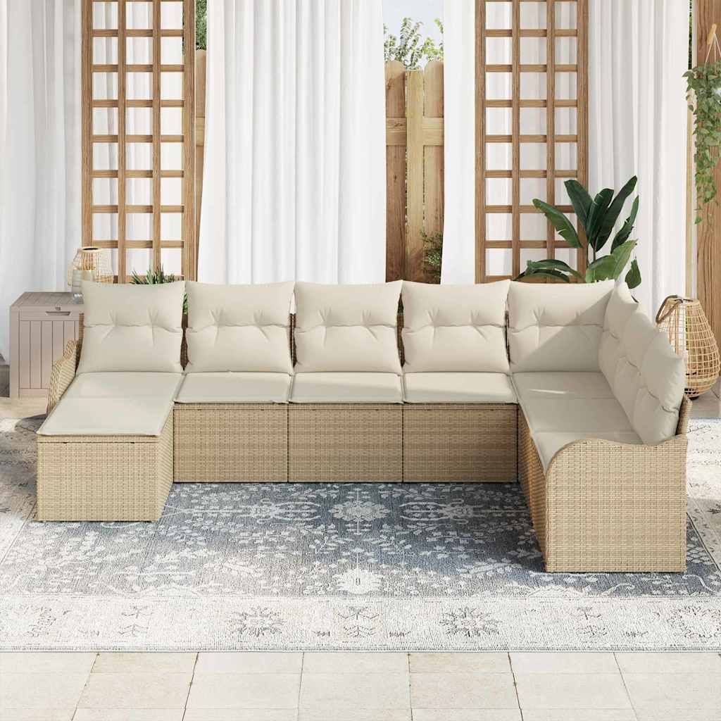 Set Divano da Giardino 8 pcs Beige polyrattan