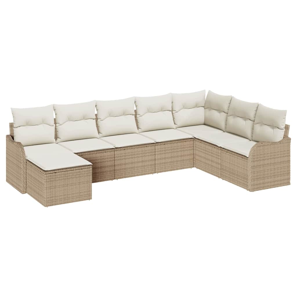 Set Divano da Giardino 8 pcs Beige polyrattan