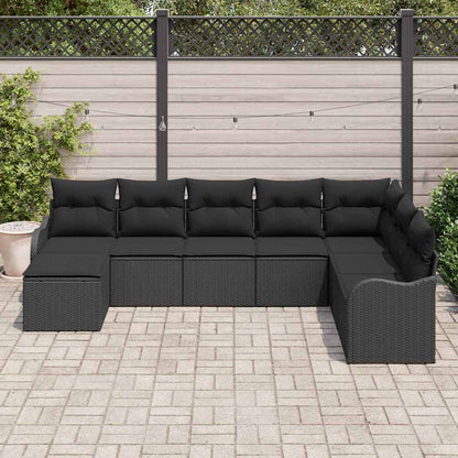 Set Divano da Giardino 8 pcs Nero polyrattan