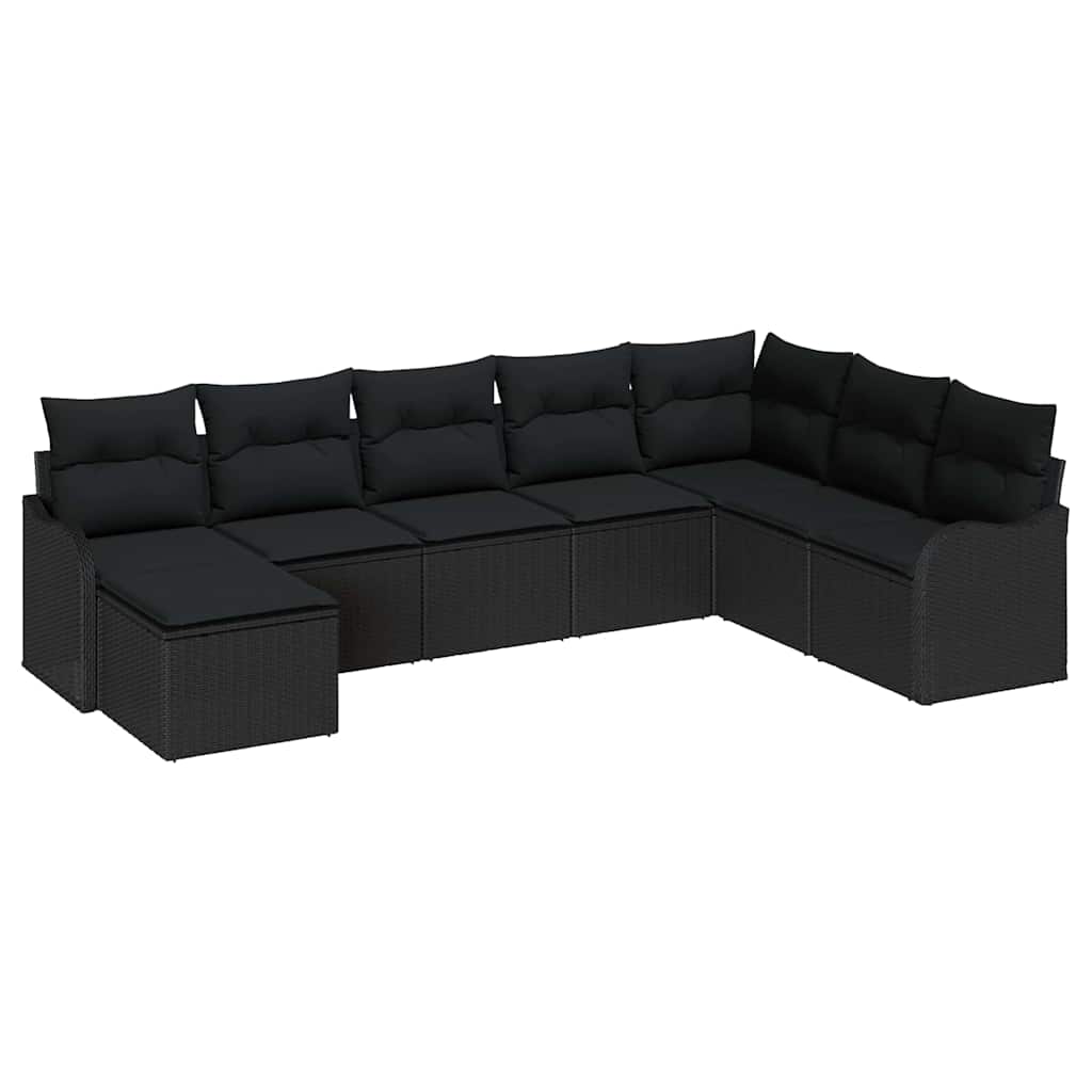 Set Divano da Giardino 8 pcs Nero polyrattan