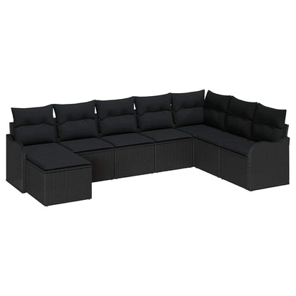 Set Divano da Giardino 8 pcs Nero polyrattan