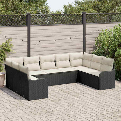 Set Divano da Giardino 9 pcs Nero polyrattan
