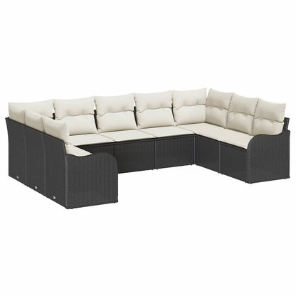 Set Divano da Giardino 9 pcs Nero polyrattan