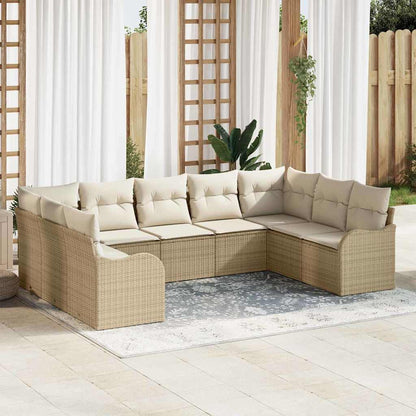 Set Divano da Giardino 9 pcs Beige polyrattan