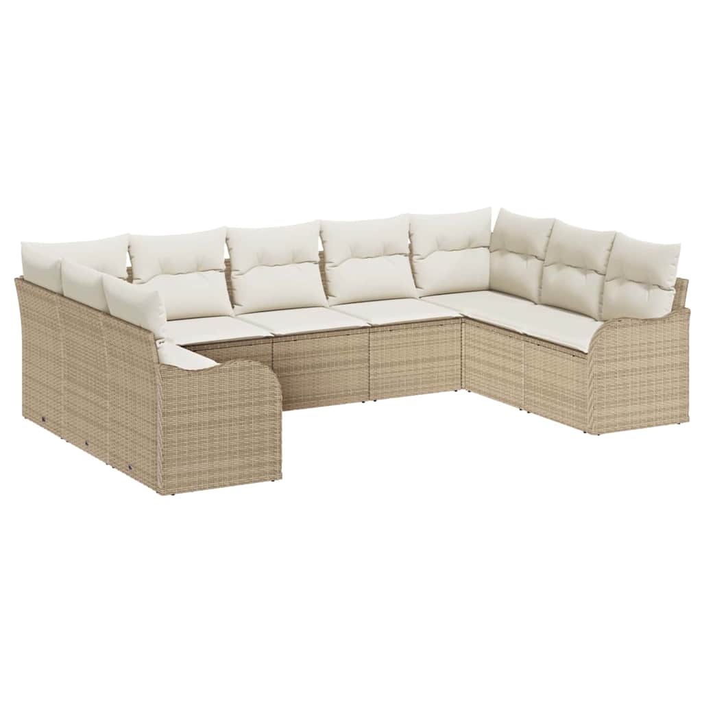 Set Divano da Giardino 9 pcs Beige polyrattan