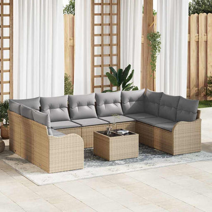 Set Divano da Giardino 10 pcs Beige polyrattan