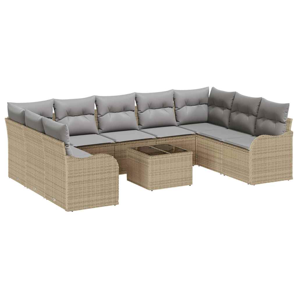 Set Divano da Giardino 10 pcs Beige polyrattan