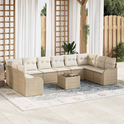 Set Divano da Giardino 11 pcs Beige polyrattan