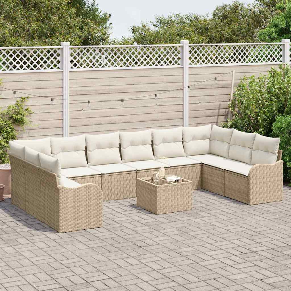 Set Divano da Giardino 11 pcs Beige polyrattan