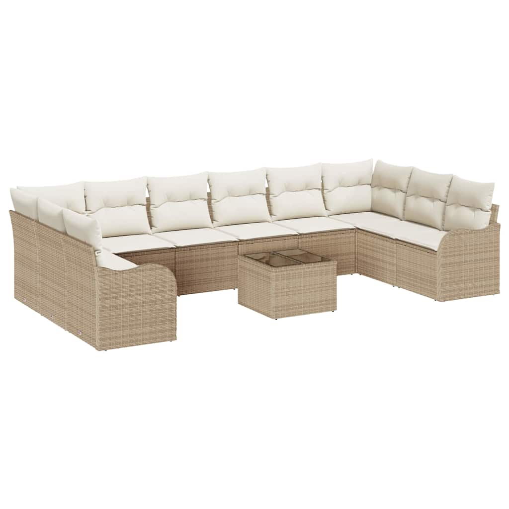 Set Divano da Giardino 11 pcs Beige polyrattan