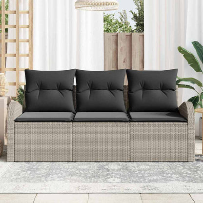 Set Divano da Giardino 3 pcs Grigio chiaro Poly Rattan