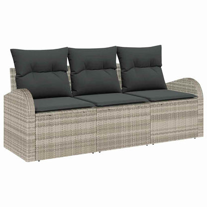 Set Divano da Giardino 3 pcs Grigio chiaro Poly Rattan