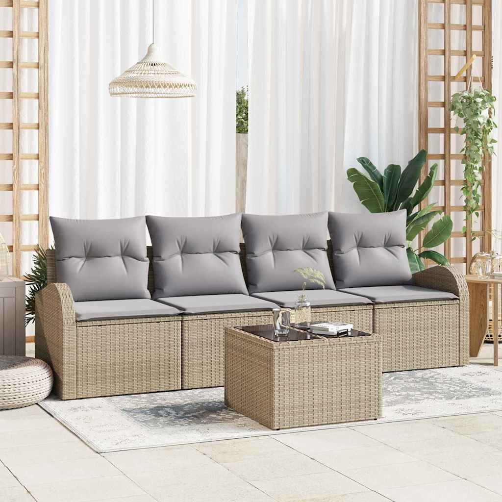 Set Divano da Giardino Beige 55 x 55 x 37 cm polyrattan